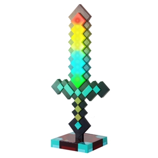 Pixel diamantsværd natlampe - RGB farveskift - USB-genopladelig